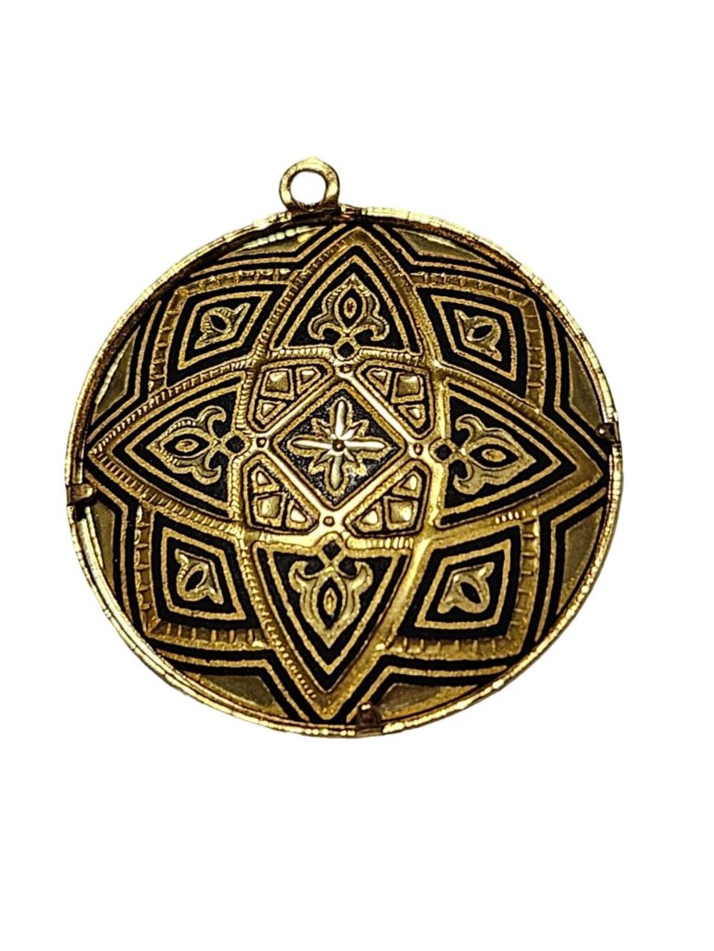 Mandala Pendant Gold Tone Intricate Engraving Spiritual Inspirational Jewelry